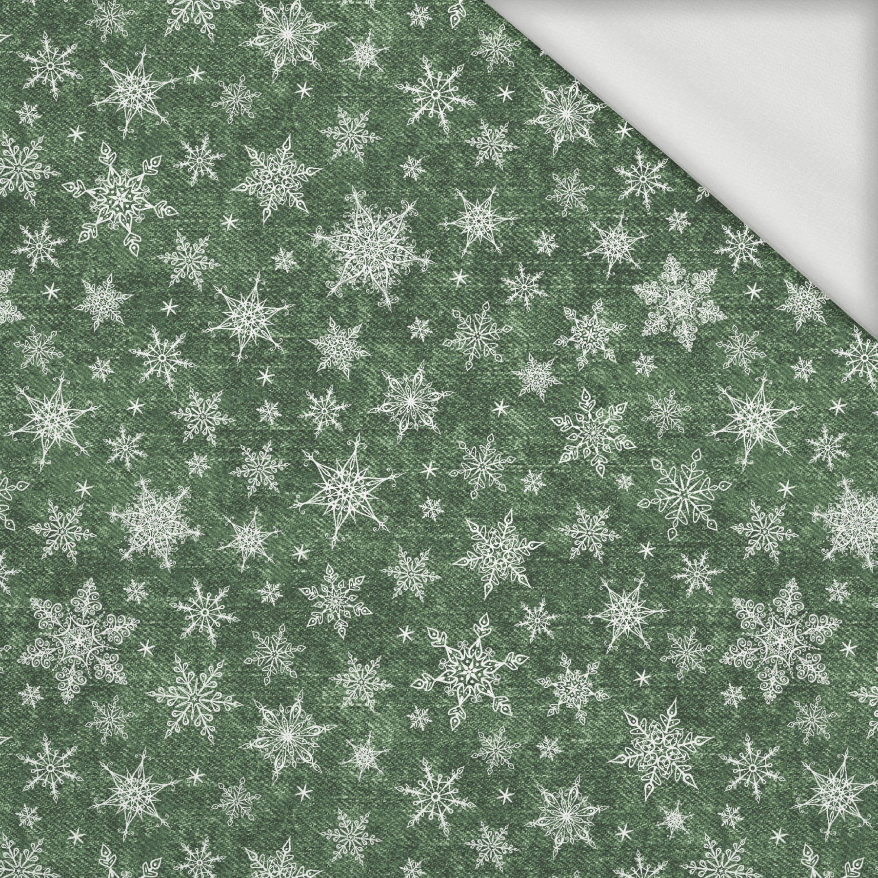 SNOWFLAKES PAT. 2 / ACID WASH BOTTLE GREEN - looped knit fabric