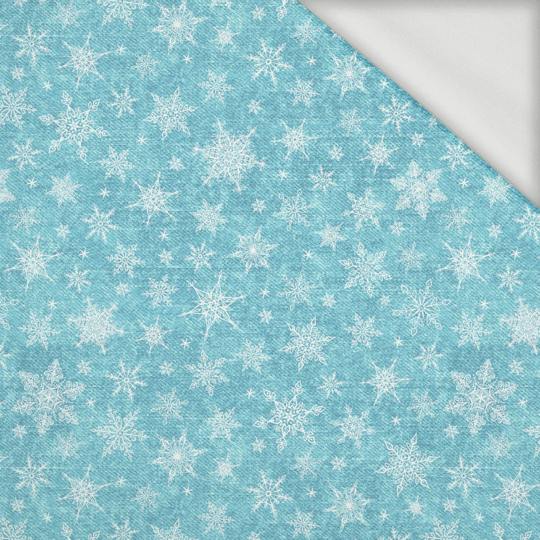 SNOWFLAKES PAT. 2 / ACID WASH SEA BLUE - looped knit fabric