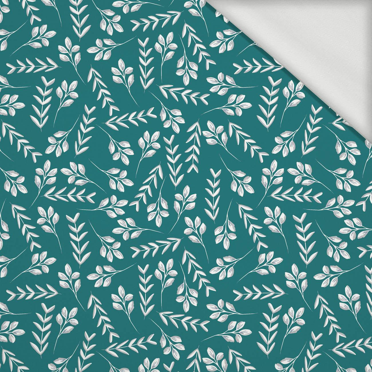 SMALL LEAVES pat. 2 / emerald - looped knit fabric