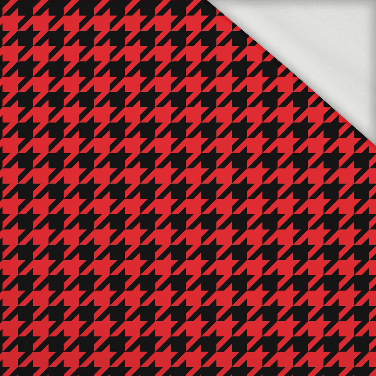 BLACK HOUNDSTOOTH / red - looped knit fabric