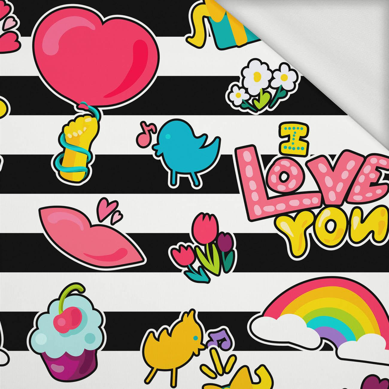 50cm COLORFUL STICKERS PAT. 4 - looped knit fabric