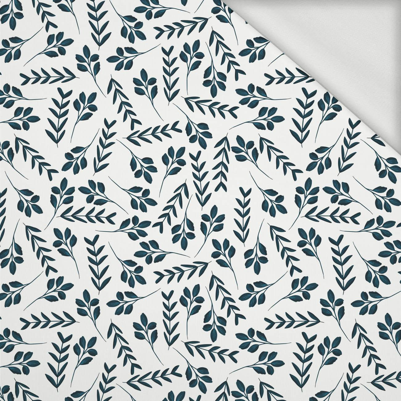 SMALL LEAVES pat. 2 / white - looped knit fabric