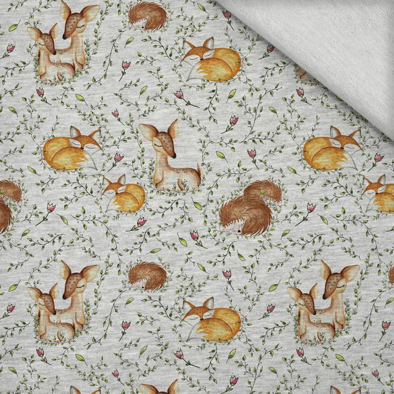 SLEEPING ANIMALS MIX (SLEEPING ANIMALS) / melange light grey - looped knit fabric