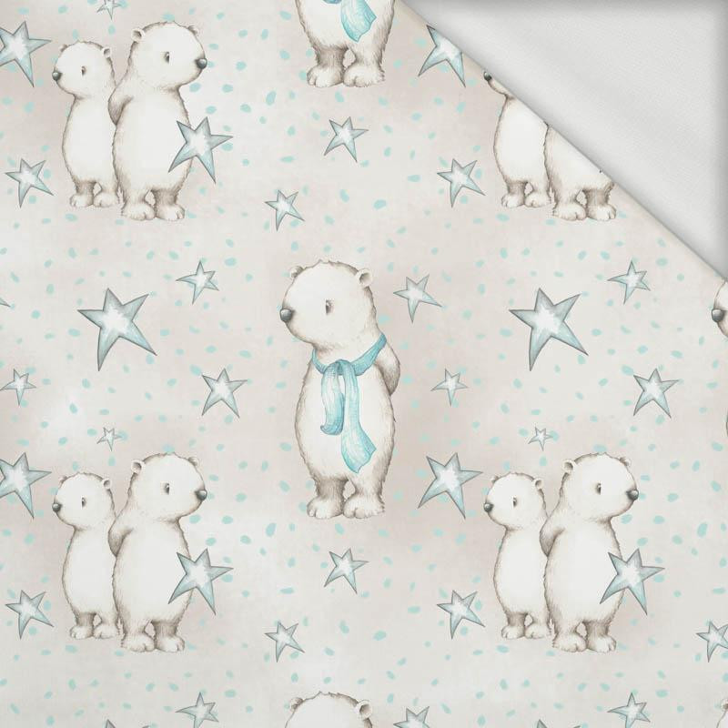 TEDDIES AND STARS / beige (MAGICAL CHRISTMAS FOREST) - looped knit fabric