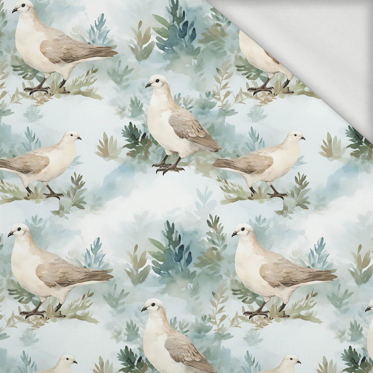 PASTEL BIRDS PAT. 2 - looped knit fabric
