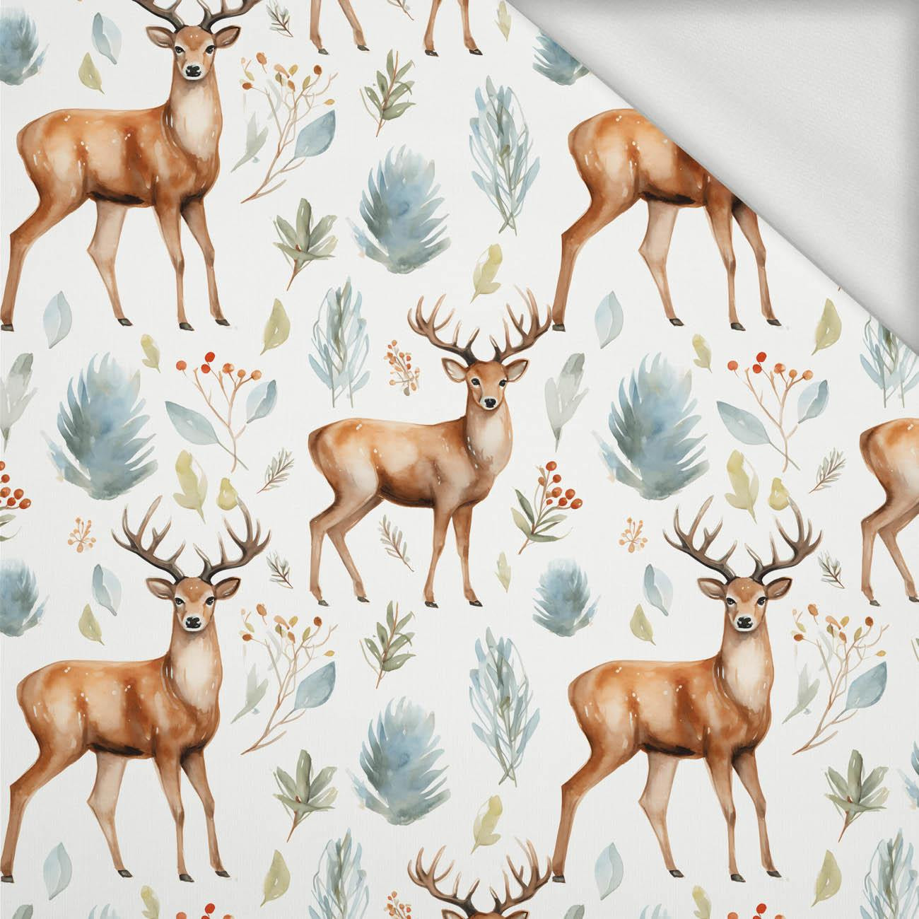 PASTEL REINDEER - looped knit fabric