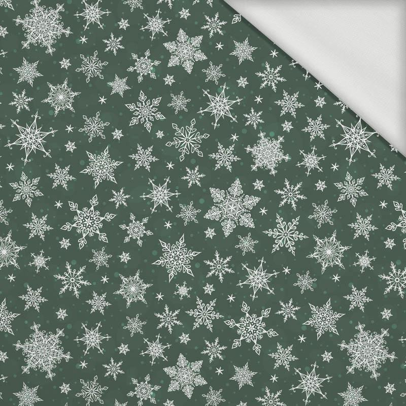SNOWFLAKES PAT. 2 / bottled green - looped knit fabric