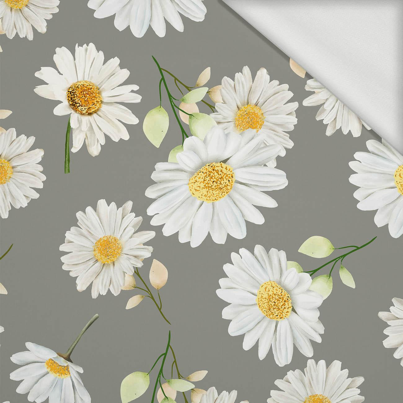 DAISIES PAT. 1 / grey - looped knit fabric