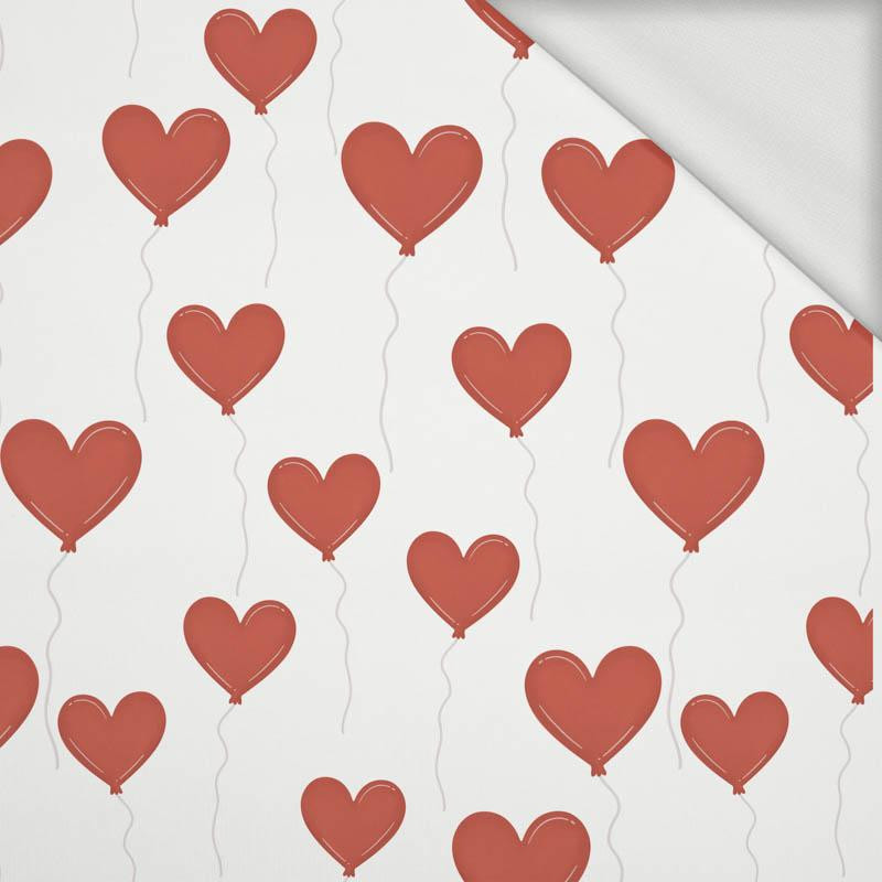 HEARTS (BALLOONS) PAT. 2 / white (BEARS IN LOVE) - looped knit fabric