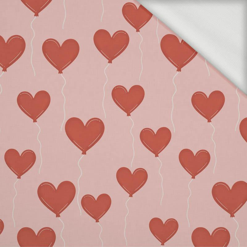 HEARTS (BALLOONS) PAT. 2 / pink (BEARS IN LOVE) - looped knit fabric