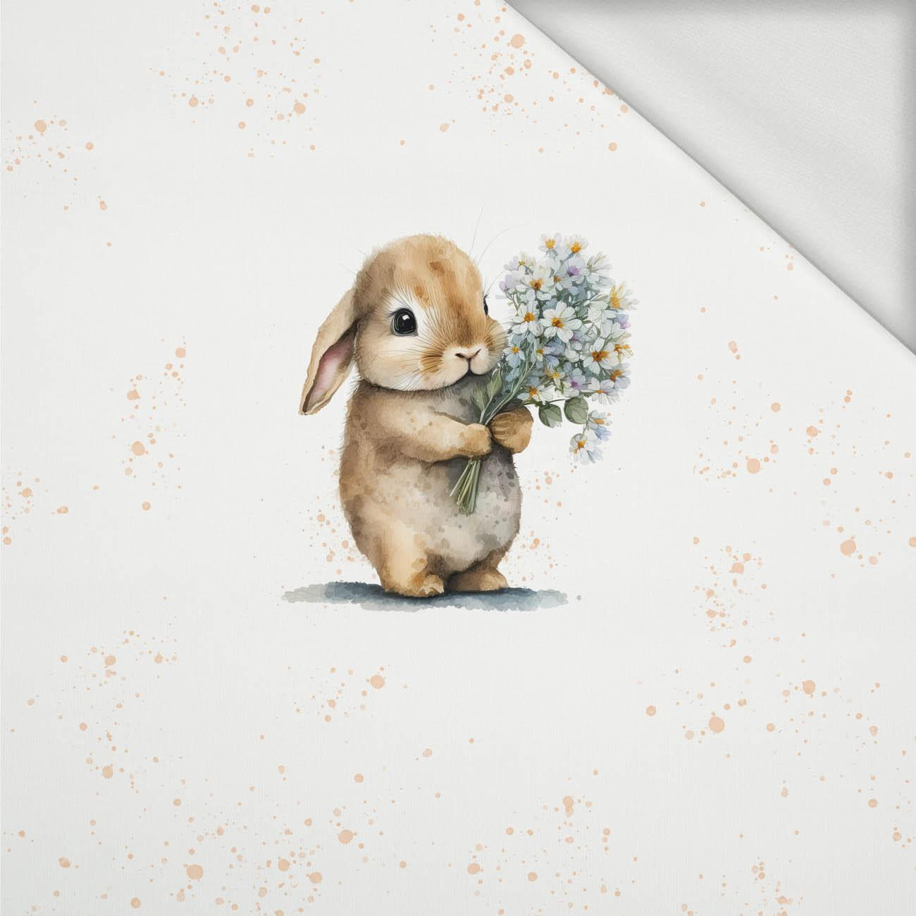 BUNNY WITH A BOUQUET OF FLOWERS - panel (60cm x 50cm) looped knit