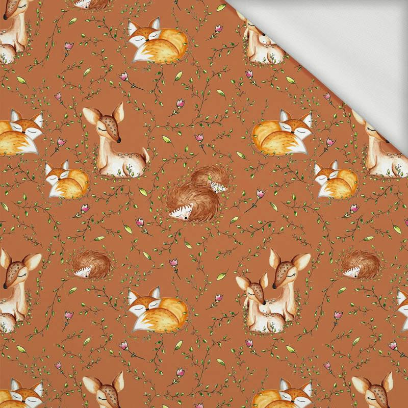 SLEEPING ANIMALS MIX (SLEEPING ANIMALS) / brown - organic looped knit fabric