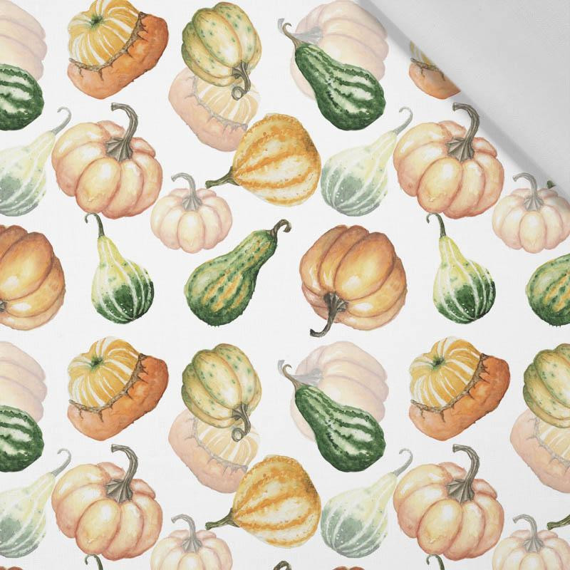 PUMPKINS AND ZUCCHINI / white (PUMPKIN GARDEN) - Cotton woven fabric