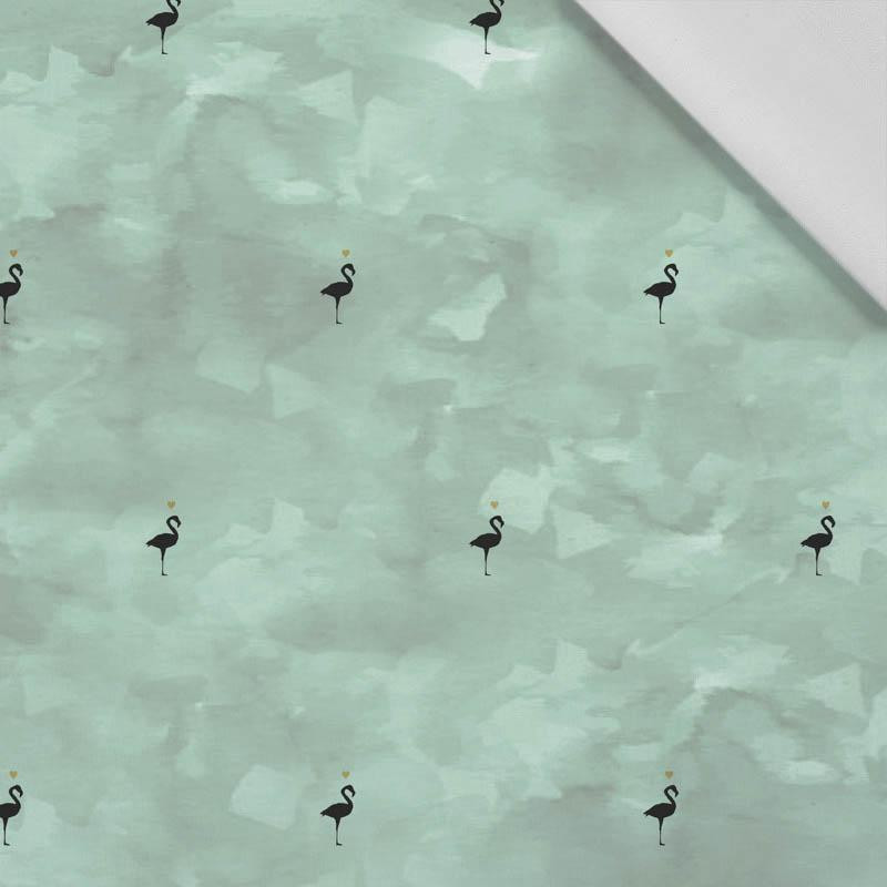 FLAMINGOS (minimal) / CAMOUFLAGE pat. 2 (modern mint) - Cotton woven fabric