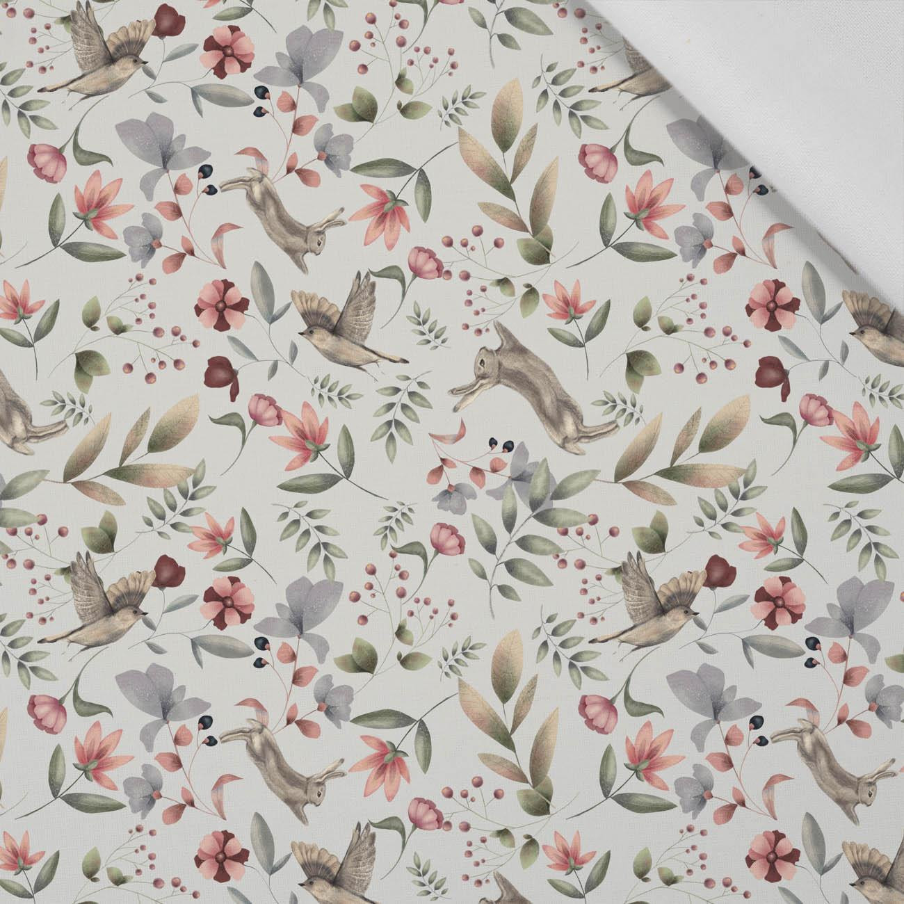 HARES AND BIRDS (INTO THE WOODS) - Cotton woven fabric