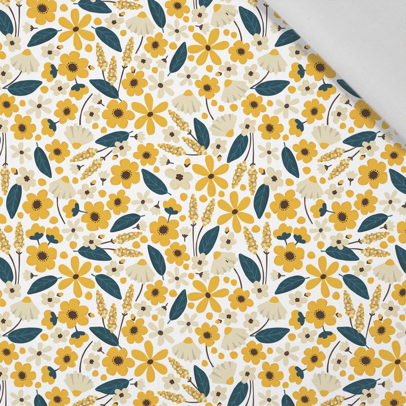 SMALL FLOWERS pat. 2 / white - Cotton woven fabric