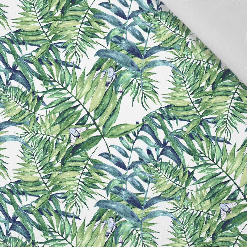 MINI LEAVES AND INSECTS PAT. 6 (TROPICAL NATURE) / white - Cotton woven fabric