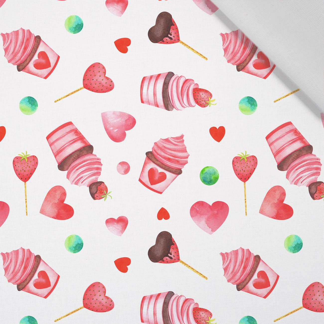 ICE CREAM AND STRAWBERRIES - Cotton woven fabric
