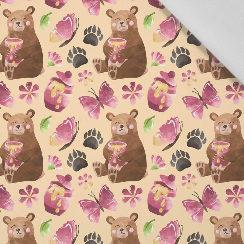 BEARS WITH HONEY (BEARS AND BUTTERFLIES) - Cotton woven fabric