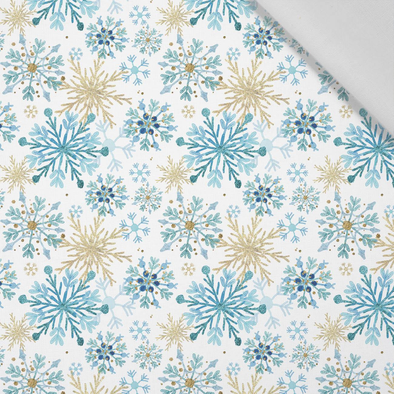 BLUE SNOWFLAKES  - Cotton woven fabric