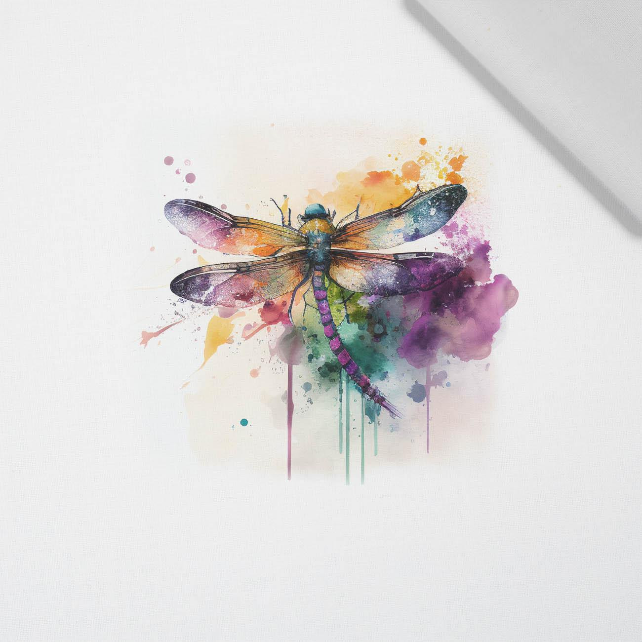WATERCOLOR DRAGONFLY - panel (60cm x 50cm) Cotton woven fabric