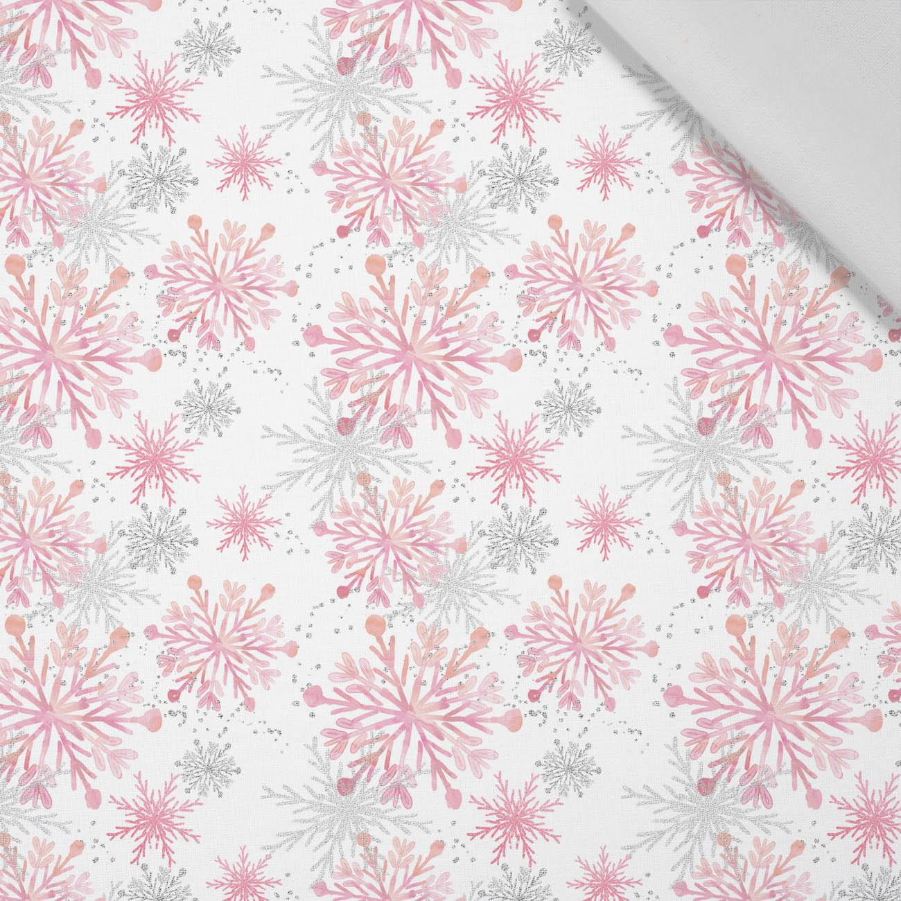PINK SNOWFLAKES pat. 2 - Cotton woven fabric