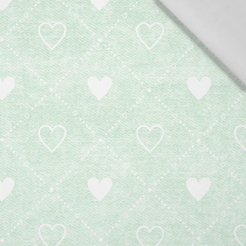 HEARTS AND RHOMBUSES / vinage look jeans (mint) - Cotton woven fabric
