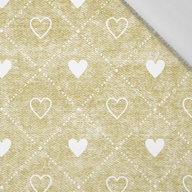 HEARTS AND RHOMBUSES / vinage look jeans (gold) - Cotton woven fabric