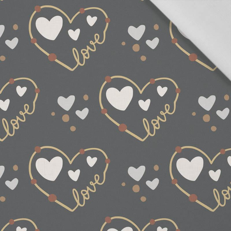 HEARTS (CONTOUR) pat. 3 / white (RAINBOWS AND HEARTS) - Cotton woven fabric