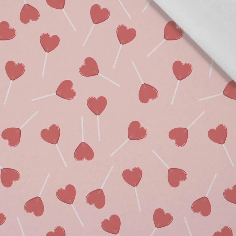 HEARTS (LOLLIPOPS) / pink (BEARS IN LOVE) - Cotton woven fabric