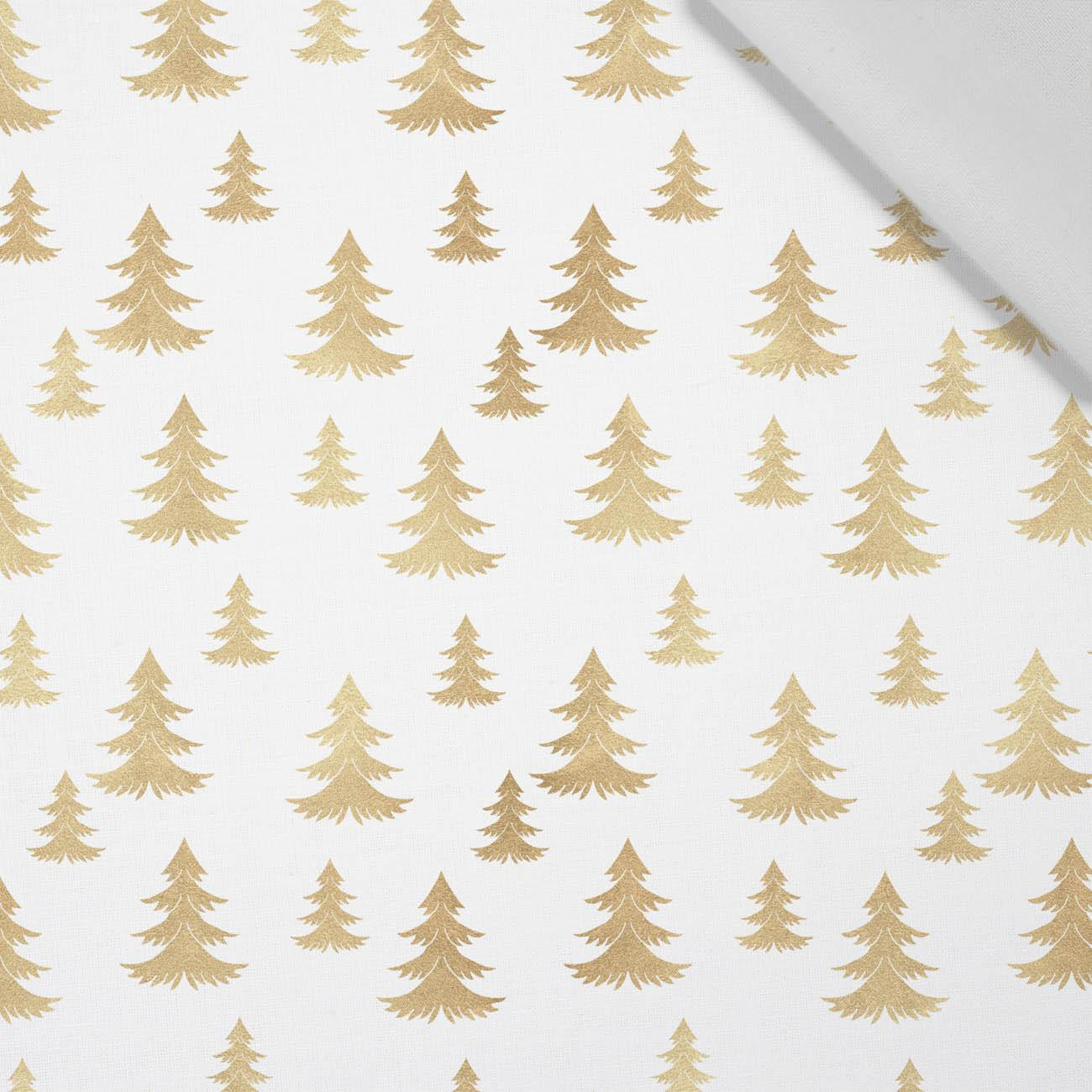 GOLDEN CHRISTMAS TREES (WHITE CHRISTMAS) - Cotton woven fabric