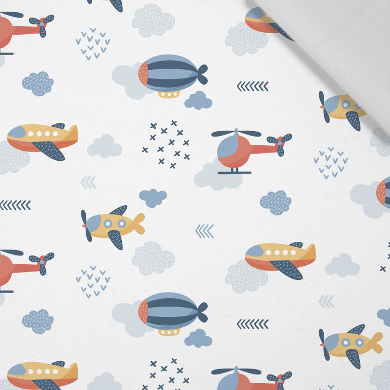 PLANES  pat. 2 / white (ADVENTURE BEGINS) - Cotton woven fabric