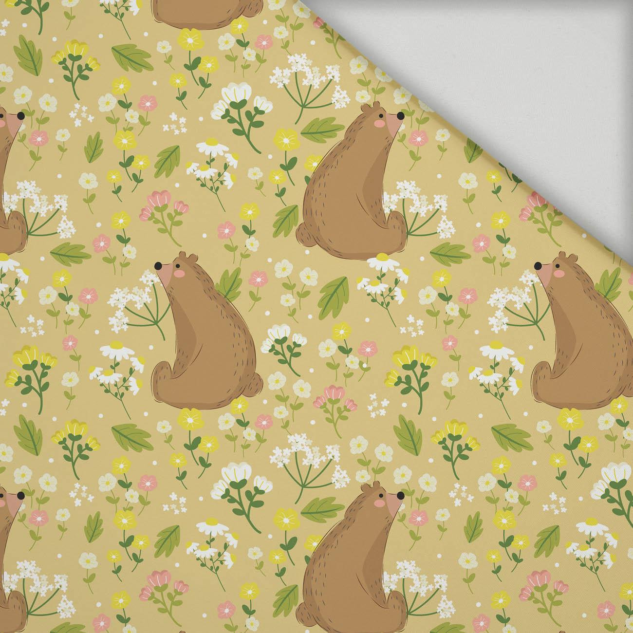 BEARS ON A MEADOW  - looped knit fabric