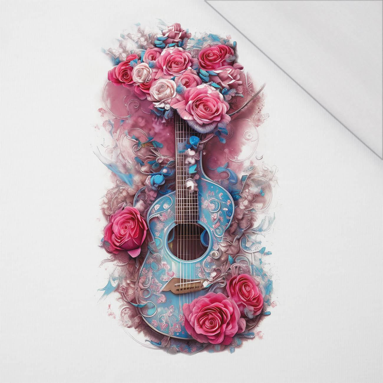 GUITAR WITH ROSES - PANEL (60cm x 50cm) SINGLE JERSEY