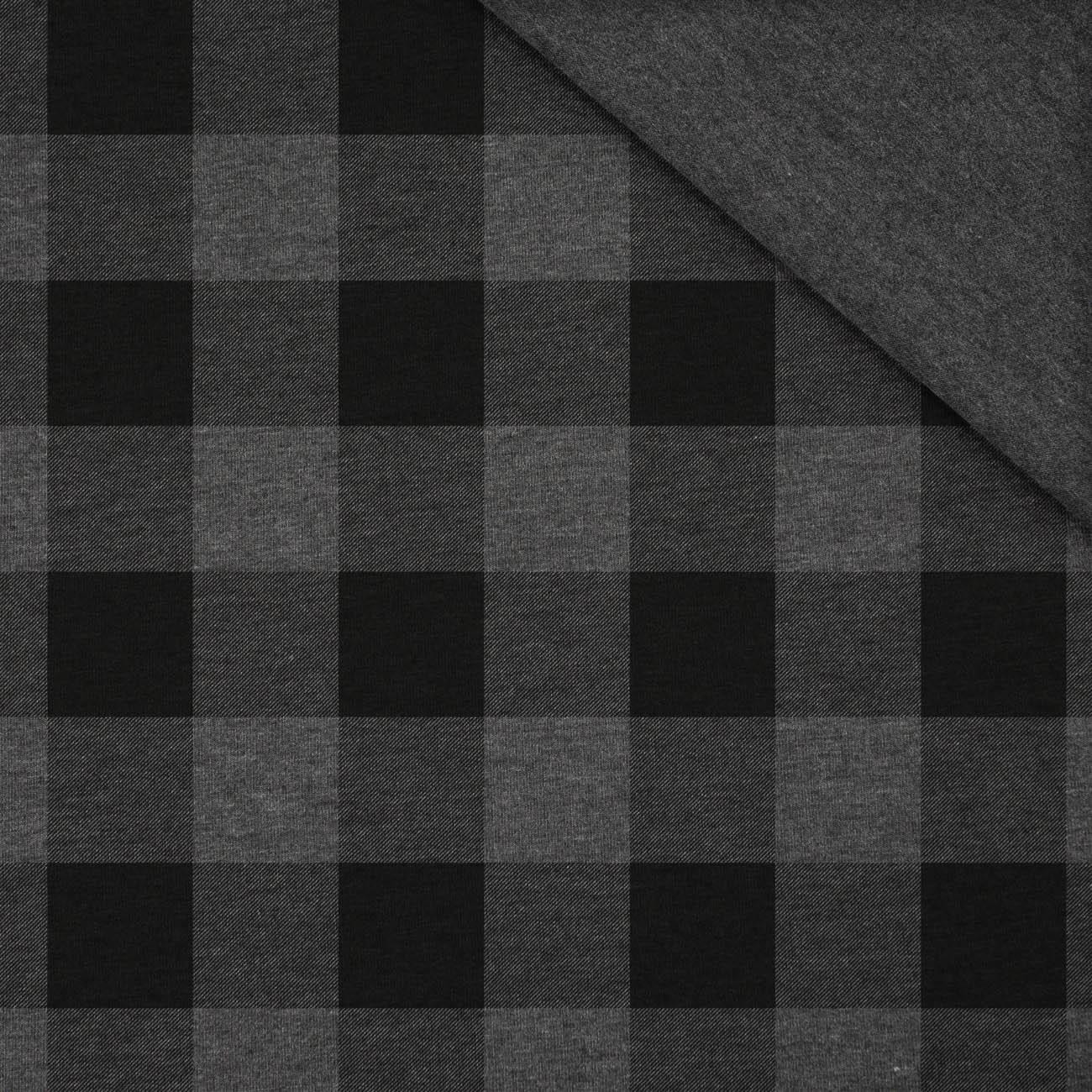 VICHY GRID BLACK / graphite - Single Jersey 