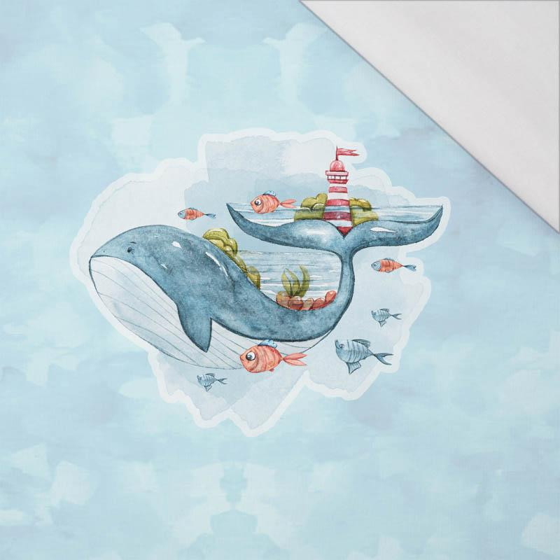WHALE AND LIGHTHOUSE pat.2 (MAGIC OCEAN) - SINGLE JERSEY PANORAMIC PANEL (60cm x 155cm)