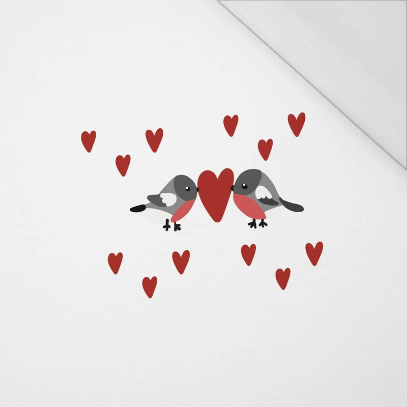 BIRDS IN LOVE PAT. 2 / white (BIRDS IN LOVE) - SINGLE JERSEY PANEL 50cm x 60cm