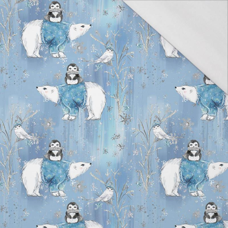 PENGUINS ON BEARS / light blue (ENCHANTED WINTER) - single jersey with elastane 