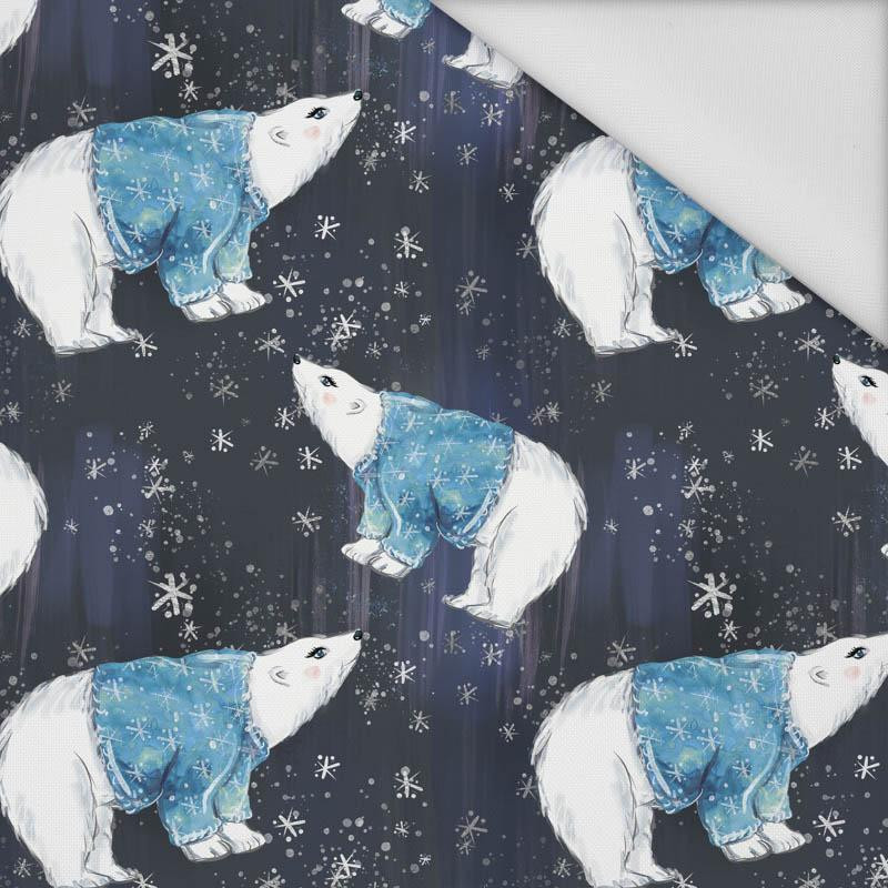 WHITE BEARS IN SWEATERS / navy (ENCHANTED WINTER) - Waterproof woven fabric