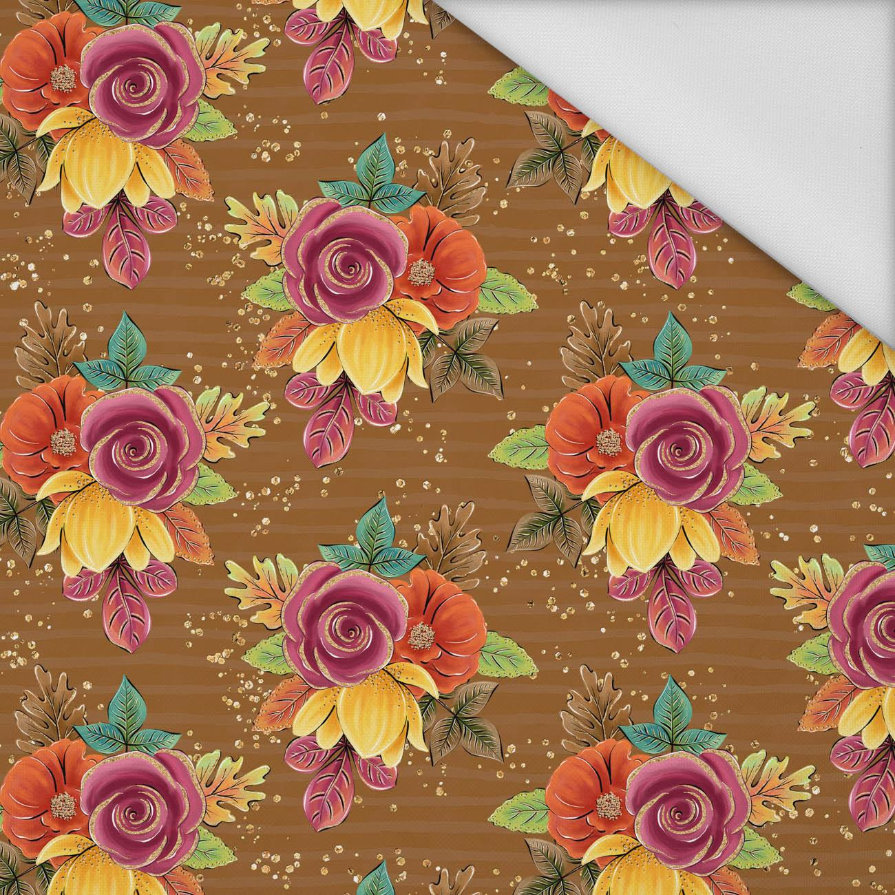 AUTUMN BOUQUET / brown (GLITTER AUTUMN) - Waterproof woven fabric