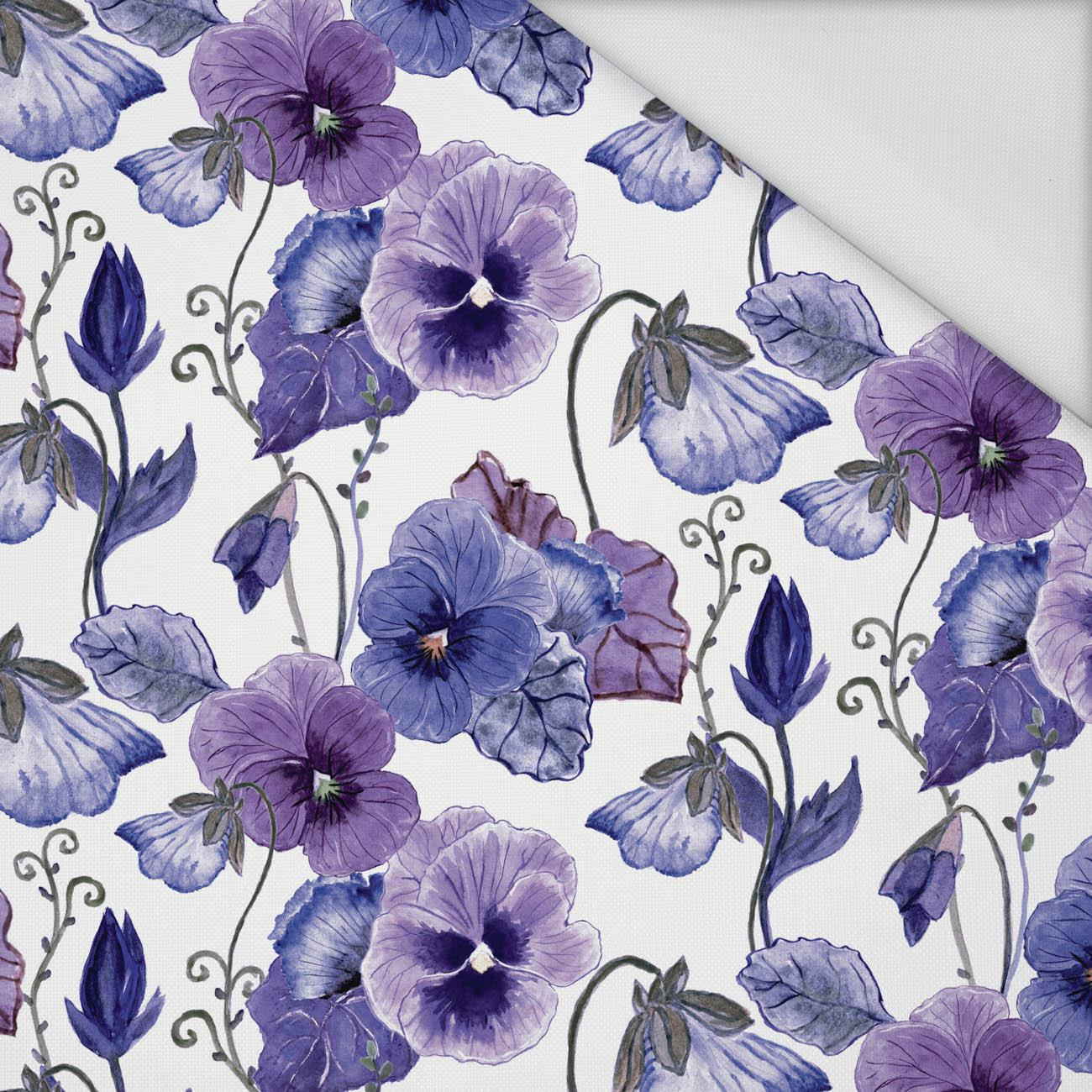 PANSIES (BLOOMING MEADOW) (Very Peri) - Waterproof woven fabric