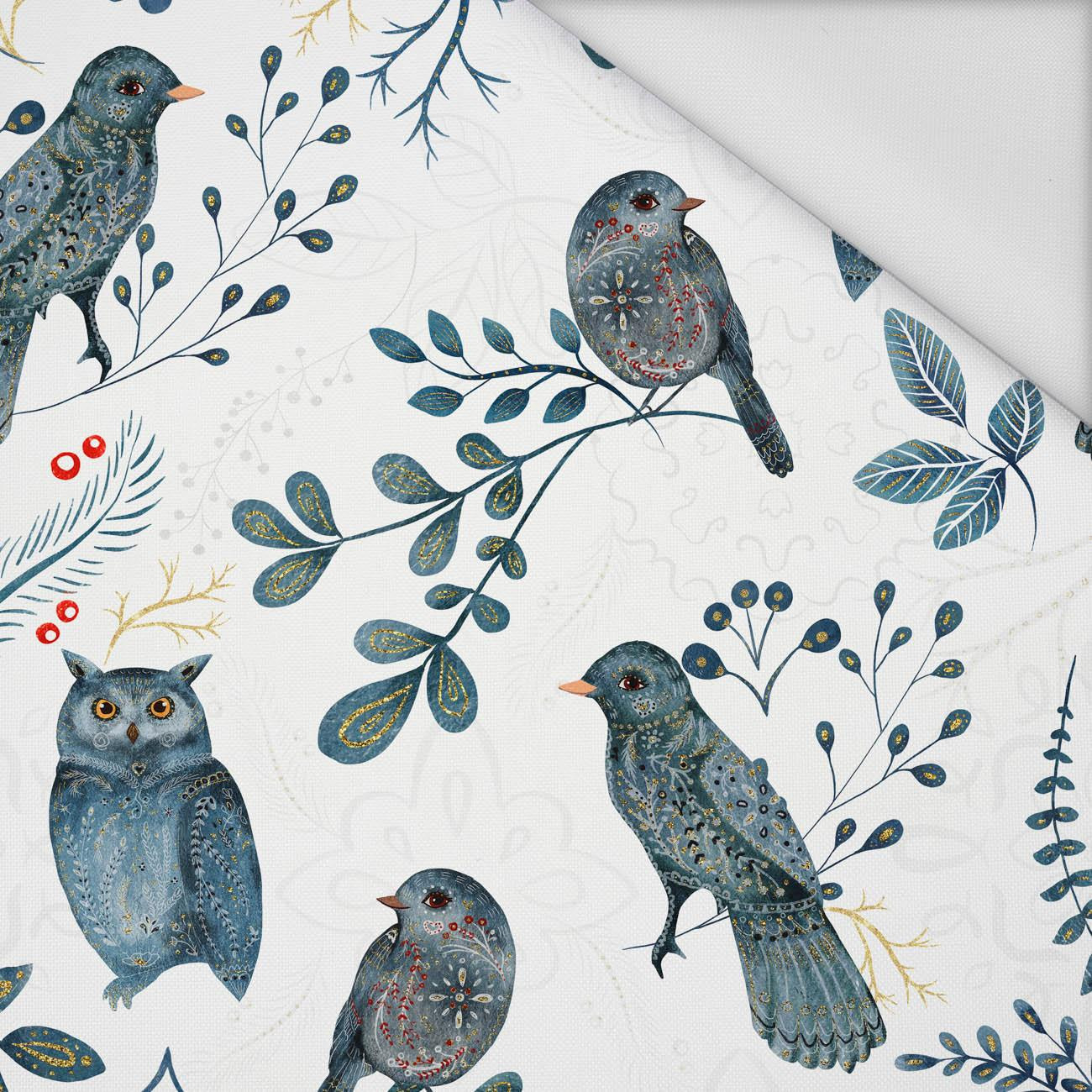 FOLK BIRDS pat. 2 (FOLK FOREST) - Waterproof woven fabric