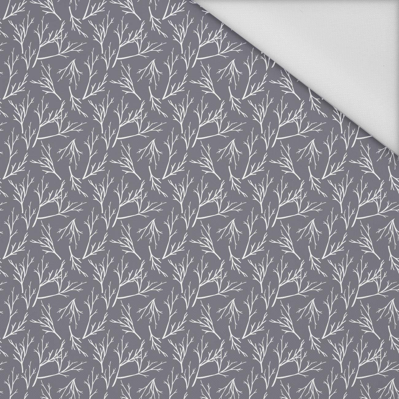TWIGS pat. 2 (WINTER TIME) / grey - Waterproof woven fabric
