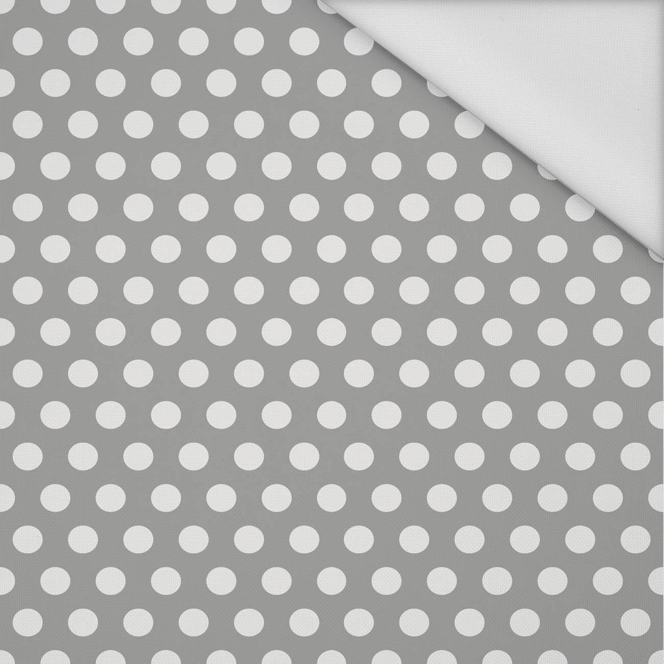 WHITE DOTS / grey  - Waterproof woven fabric