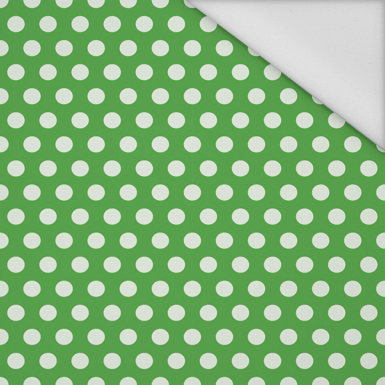 WHITE DOTS / green  - Waterproof woven fabric