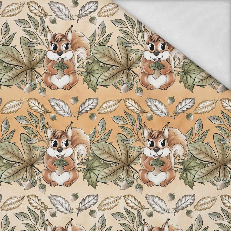 SQUIRRELS AND LEAVES pat. 2 (AUTUMN IN THE FOREST) - Waterproof woven fabric