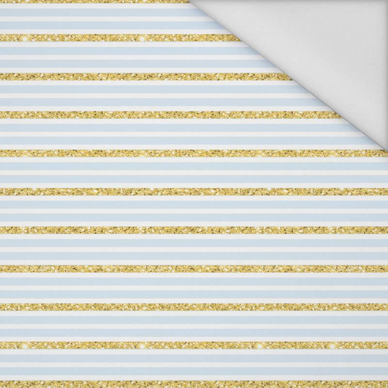 LIGHT BLUE STRIPES / GLITTER (PUMPKIN GARDEN) - Waterproof woven fabric