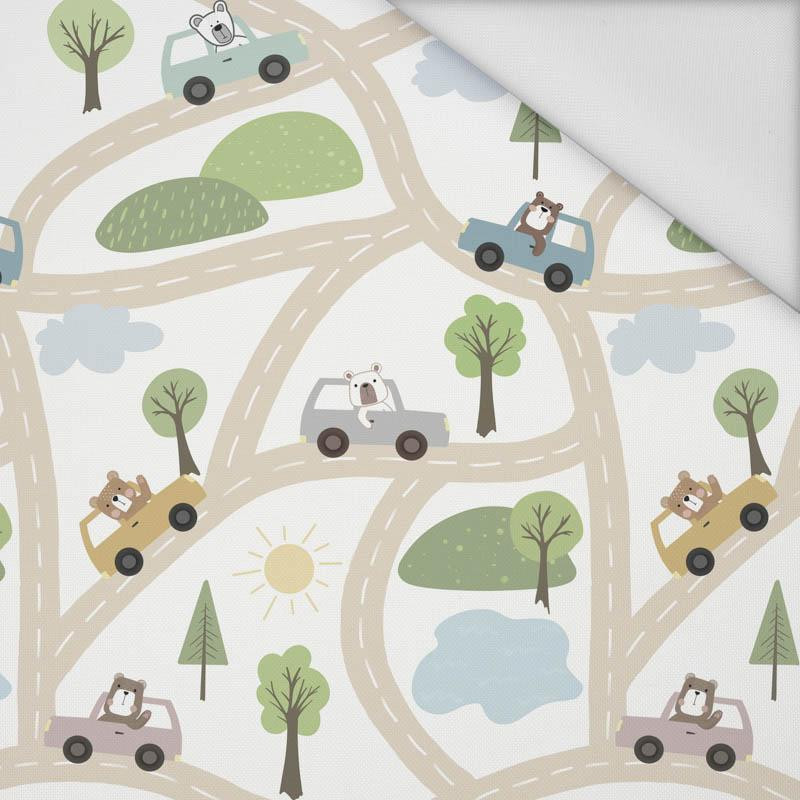 COLORFUL CARS / streets (CITY BEARS) - Waterproof woven fabric
