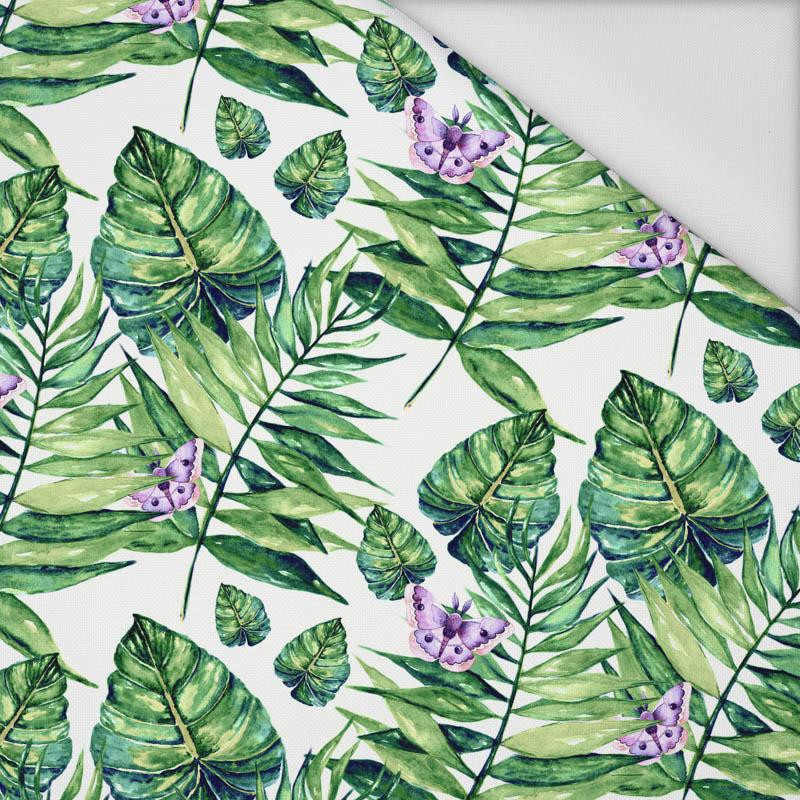 MINI LEAVES AND INSECTS PAT. 4 (TROPICAL NATURE) / white - Waterproof woven fabric