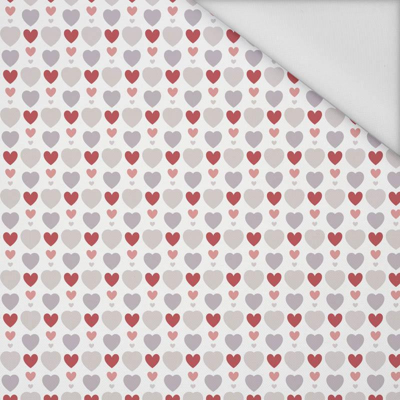 HEART BEADS / white (VALENTINE'S HEARTS) - Waterproof woven fabric